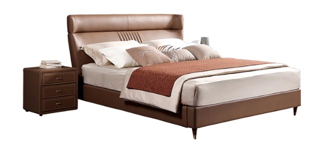 Minimalist Italian Leather Upholstered Bed